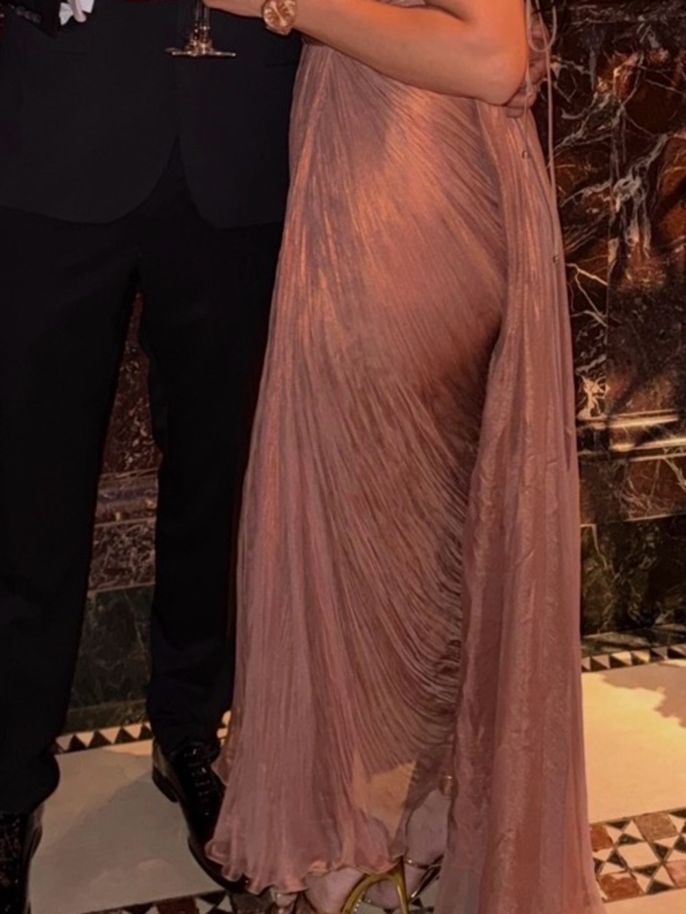 Dusty Rose Pleated Evening Dress
